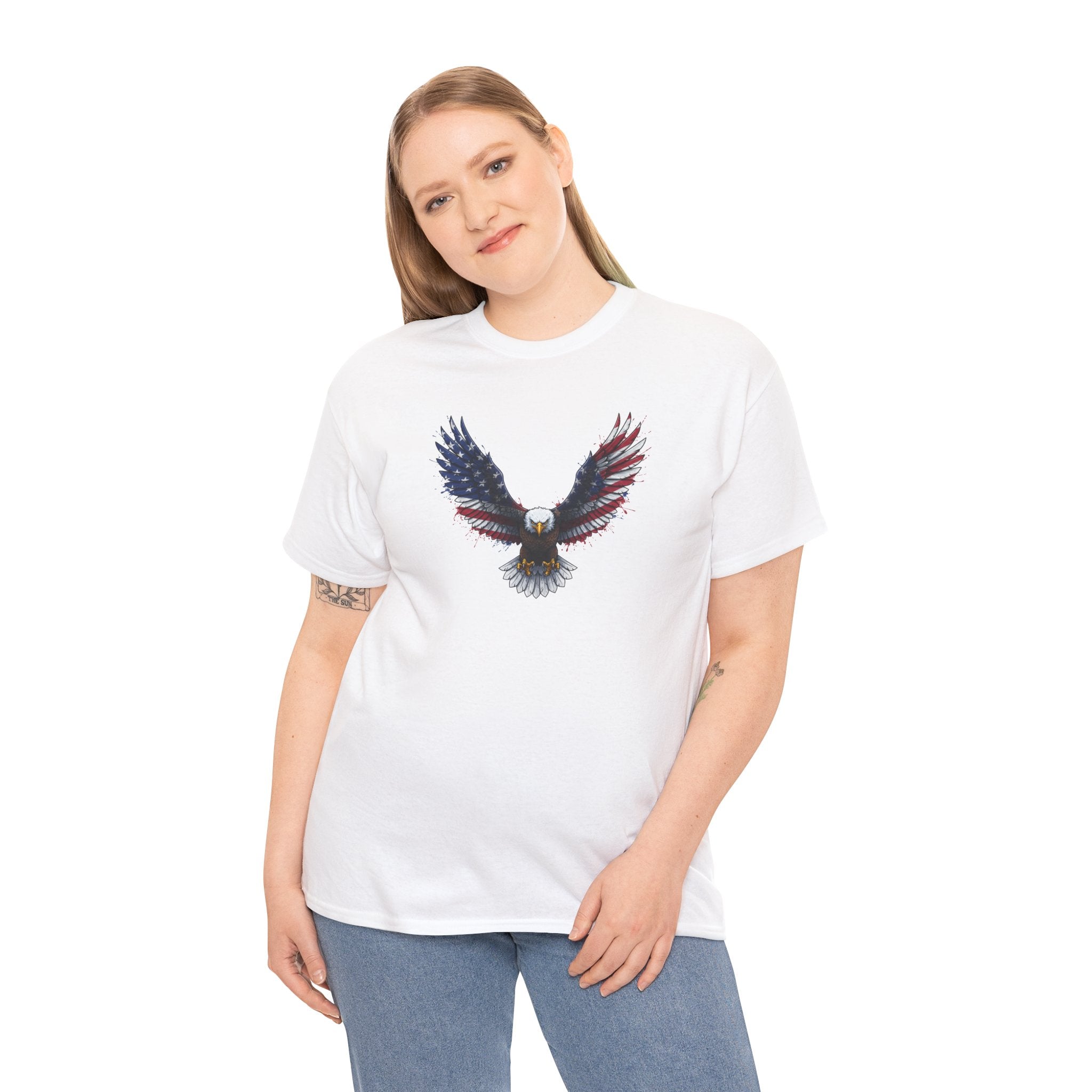 American Flag Eagle T-Shirt | Patriotic Flying Bald Eagle Tee