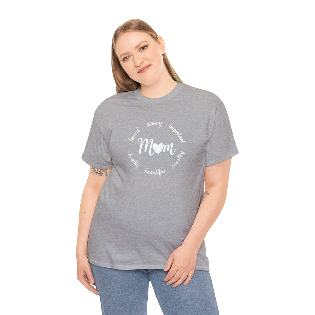 Mom Script Heart T-Shirt | Mom Circle Words Design