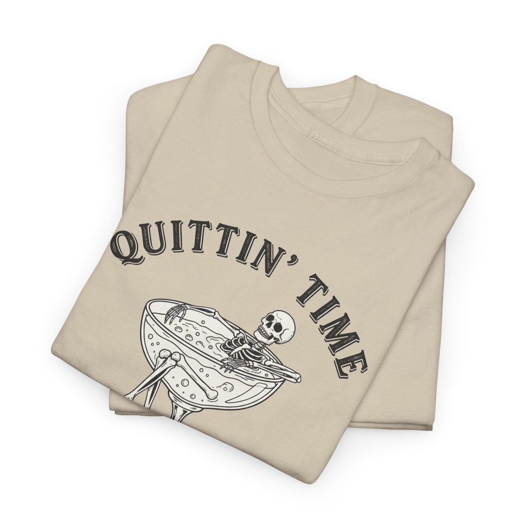 Quittin' Time Champagne Glass Illustration Tee | Retro Cocktail Shirt
