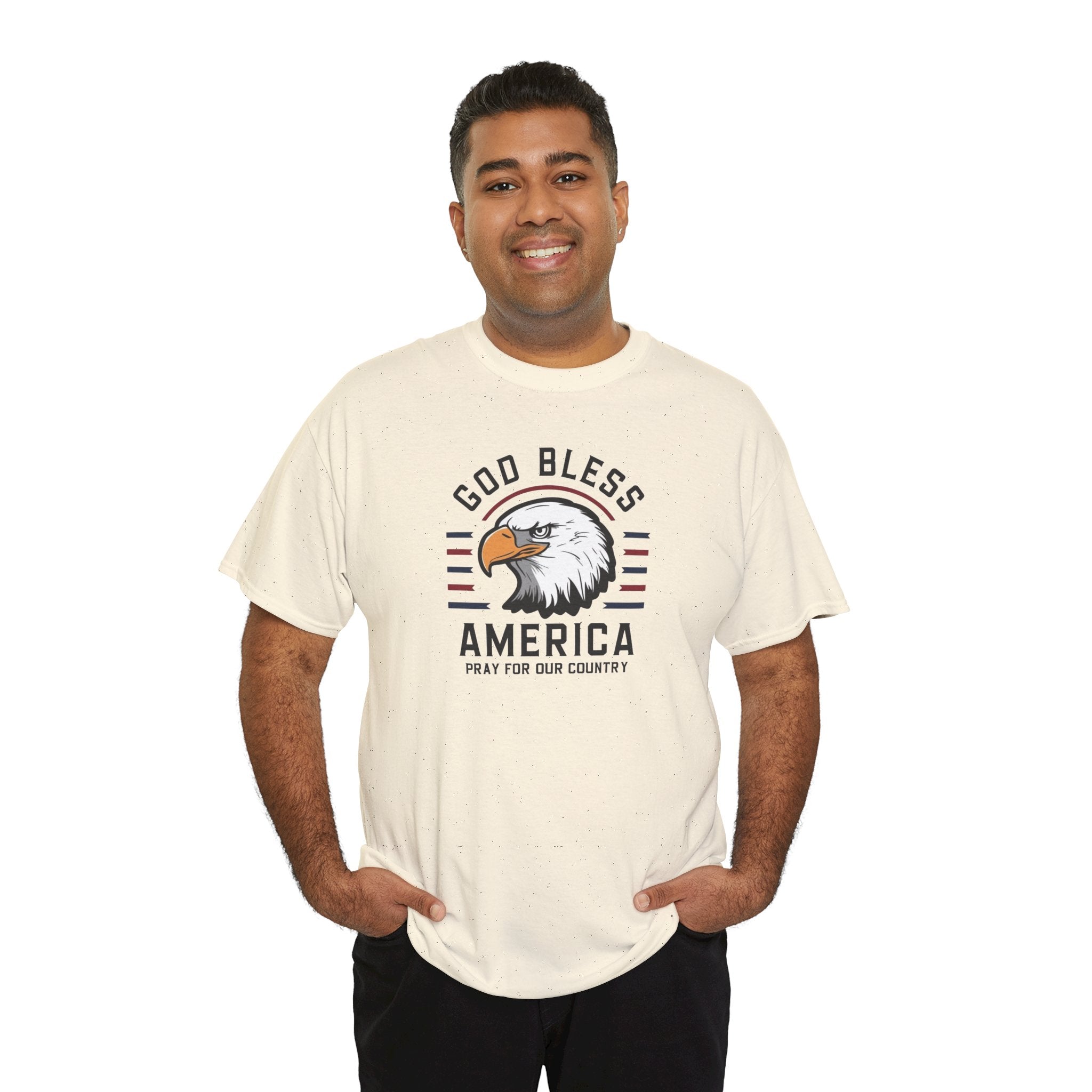God Bless America Eagle Memorial Day Tee | Patriotic USA Flag Stripes