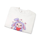 Valentine's Day Kawaii Bunny Sweatshirt | Cute Bunny Holding Heart Love Crewneck