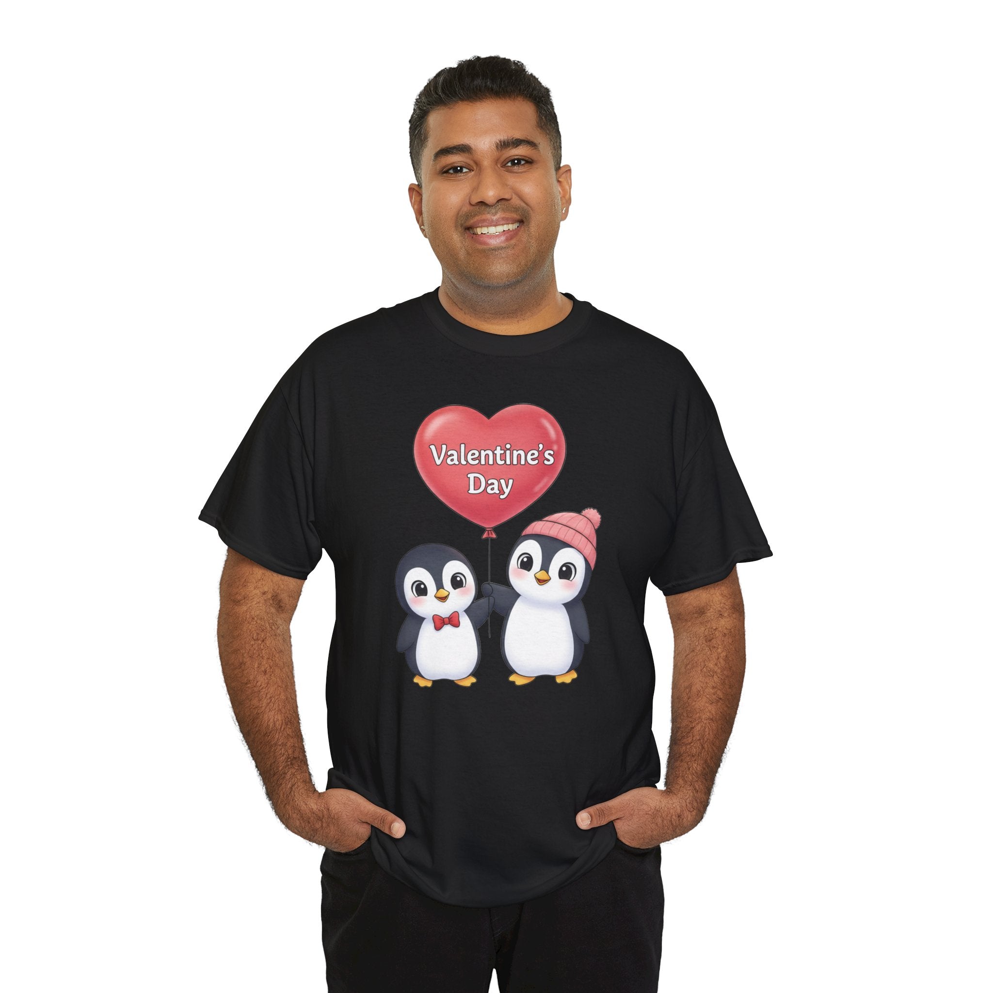 Cute Penguin Couple Valentine's Day T-Shirt | Heart Balloon