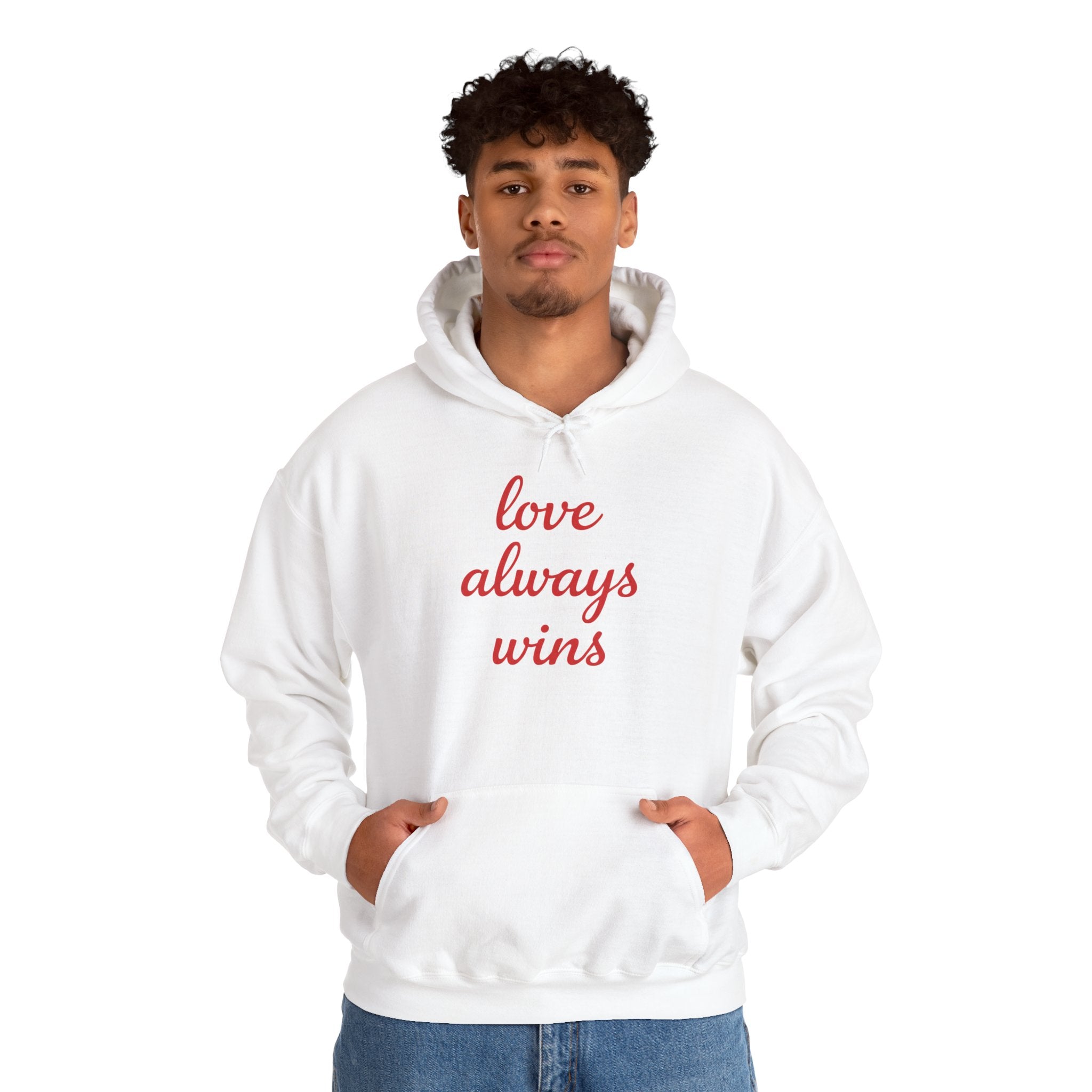 Valentine's Day Love Always Wins Hoodie | XOXO Red Script