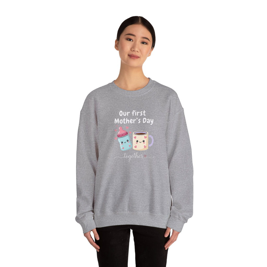 Our First Mother's Day Together sweatshirt | baby bottle and coffee mug