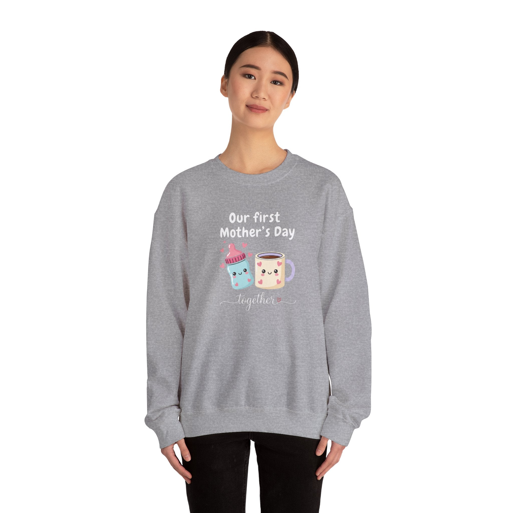 Our First Mother's Day Together sweatshirt | baby bottle and coffee mug