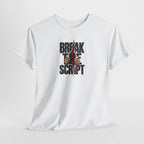 Break the Script hands ripping text Tee | Rebellious typography shirt