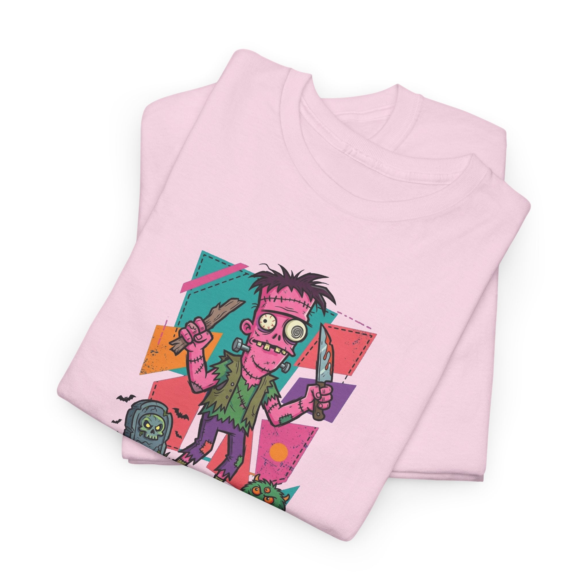 Cartoon Brain-Dead Zombie Tee | Colorful Retro Horror Graphic Shirt