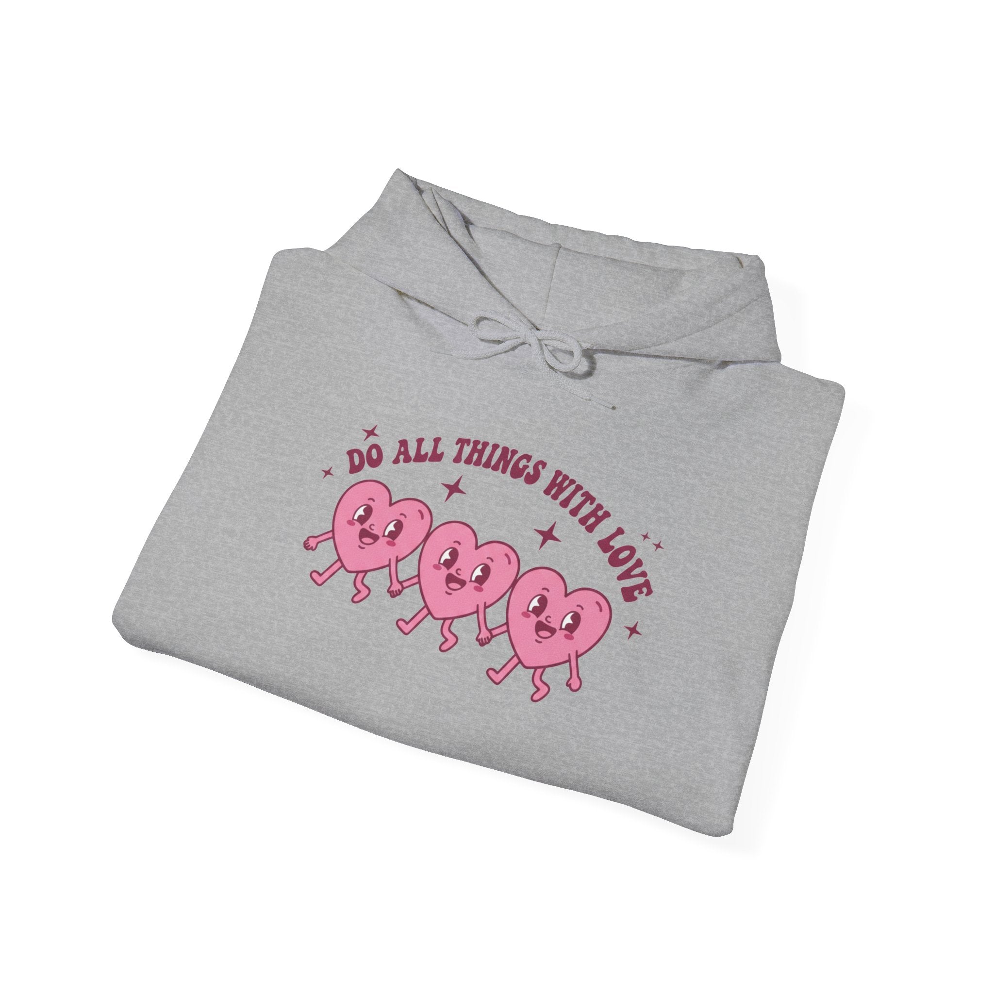 Valentine's Day Do All Things With Love Heart Trio Hoodie | Cute Pink Hearts