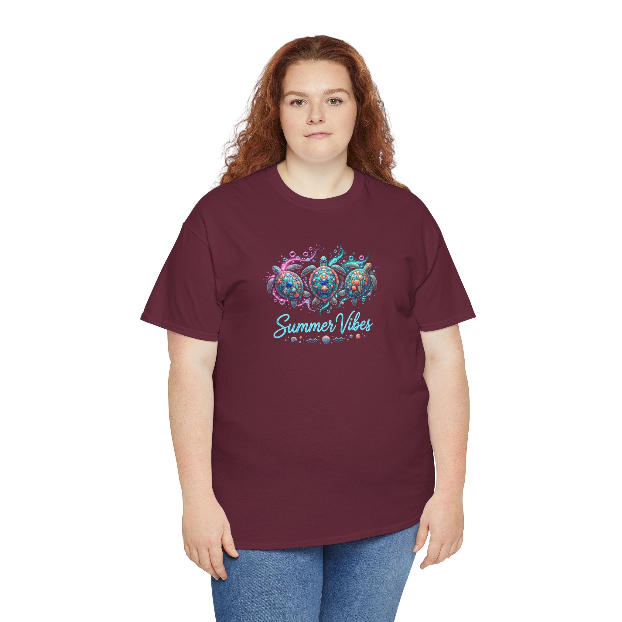 Summer Vibes Crab Tee | Coastal Beach Shells, Tropical Ocean Graphic