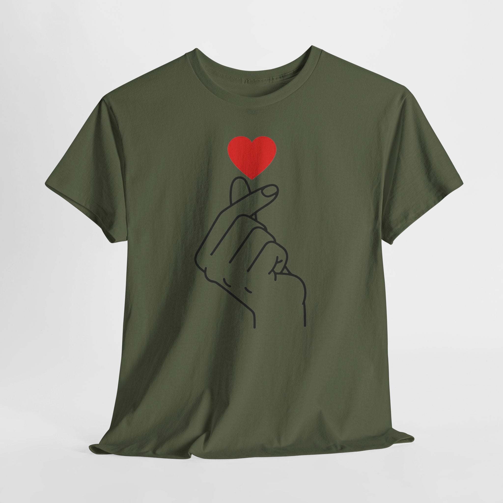 Valentine's Day Finger Heart Minimal Love Line Art T-Shirt