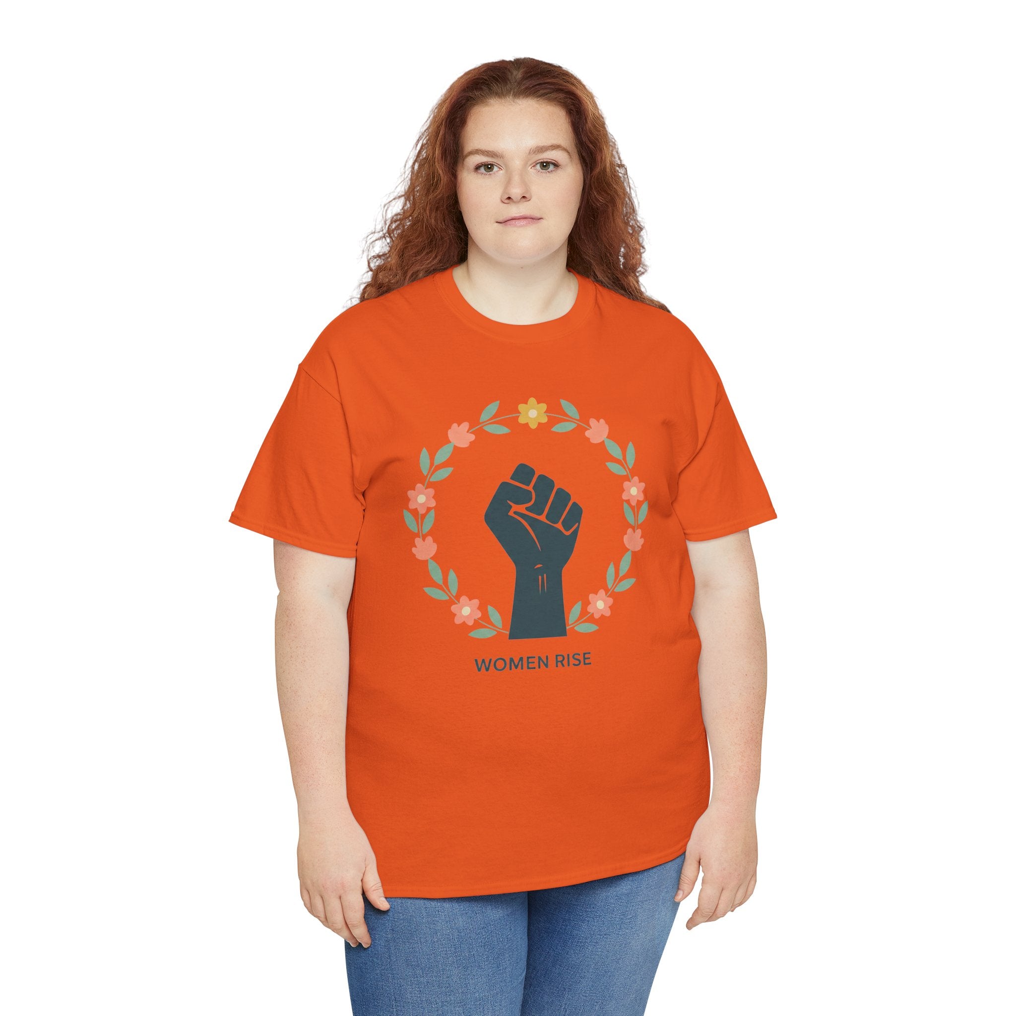 Women Rise Fist Tee | Feminist Power Floral Wreath T-Shirt