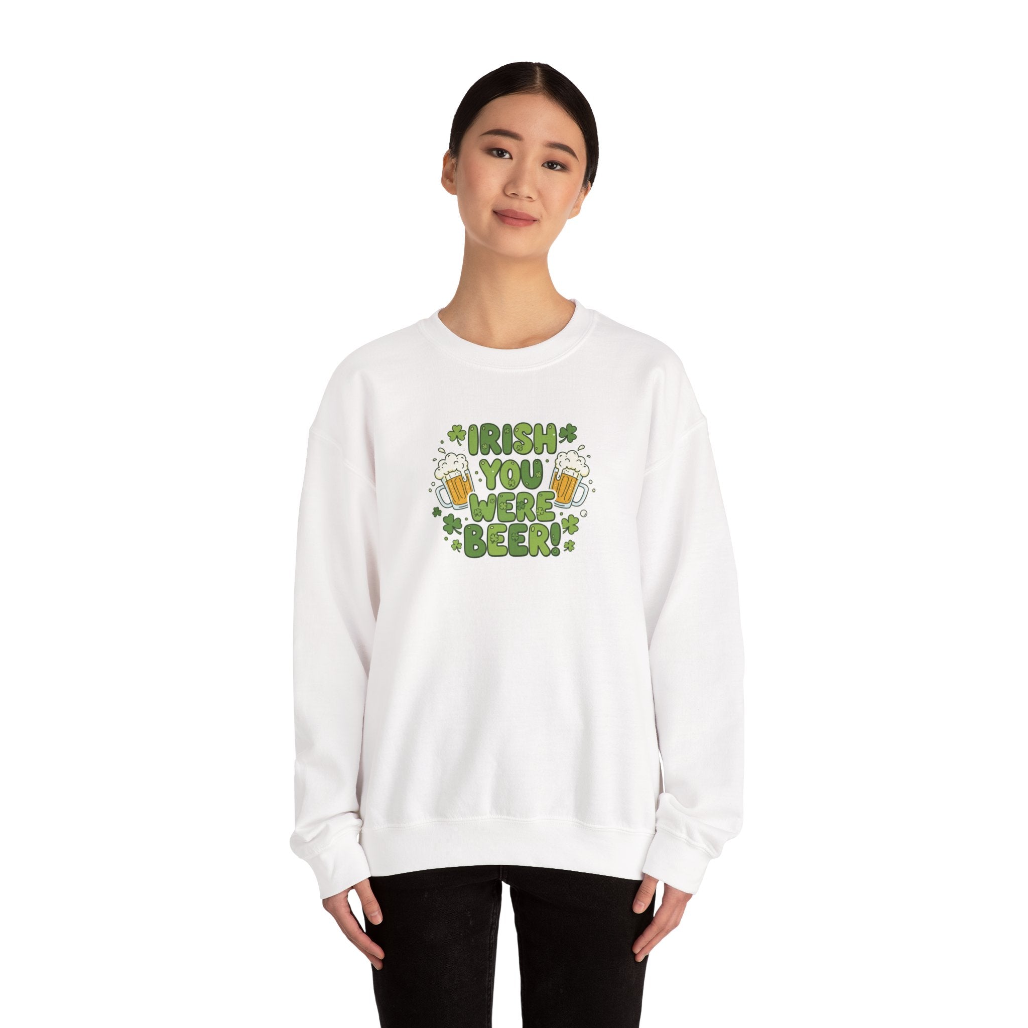 Irish You Were Beer sweatshirt | St. Patrick's Day shamrock beer design