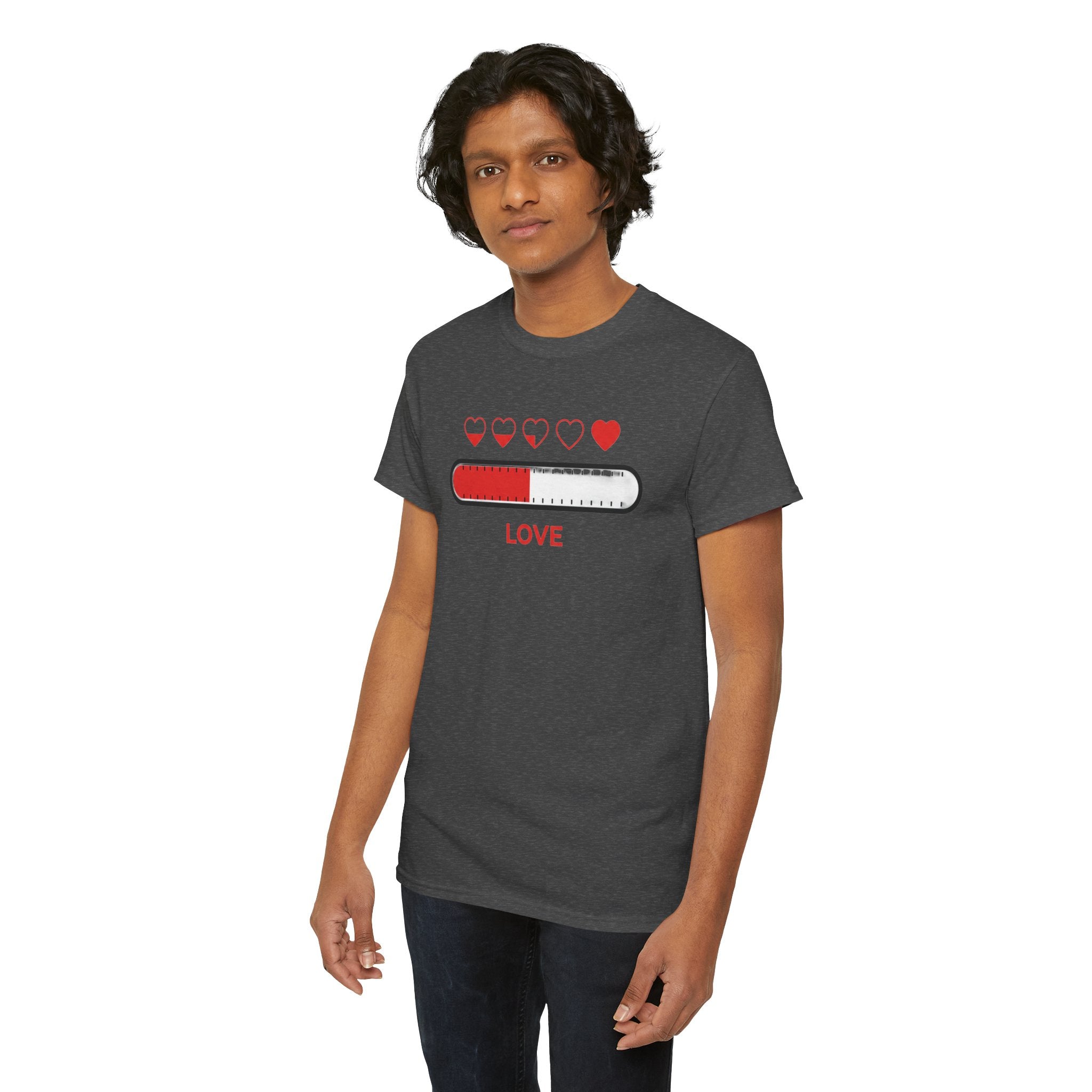 Valentine's Day Love Meter Heart Graphic T-Shirt