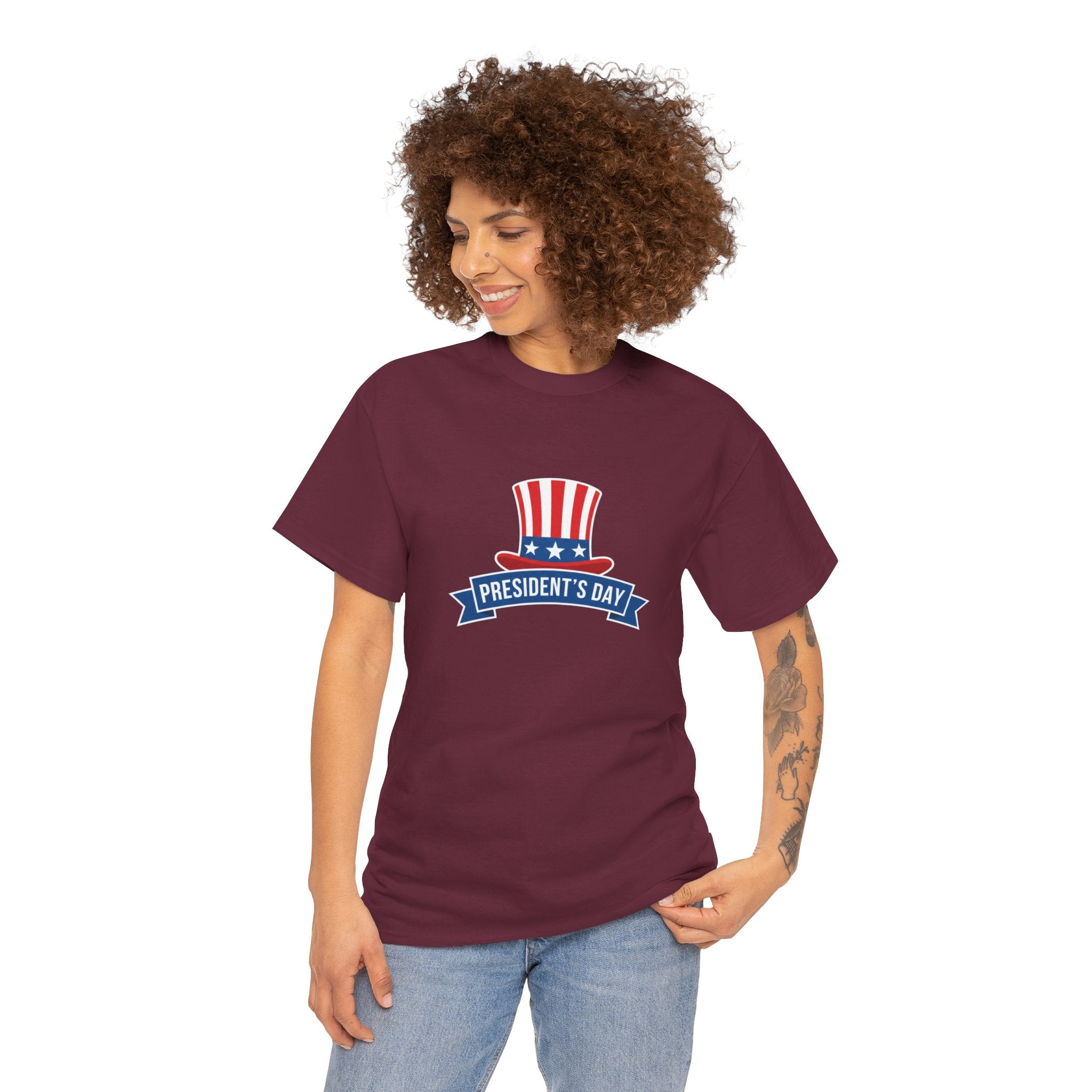 President's Day top hat T-Shirt | Patriotic Presidents Day tee, USA flag stars stripe design