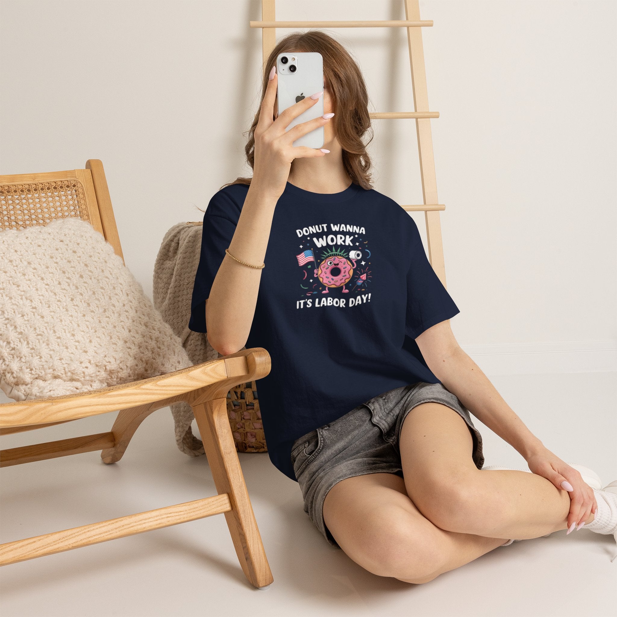 Donut Wanna Work Labor Day T-Shirt | Donut Graphic Tee, American Flag