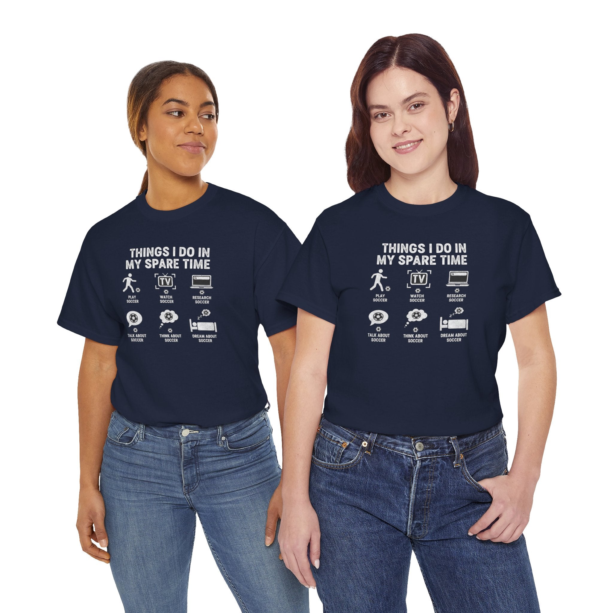 Things I Do In My Spare Time Tee | Gaming Soccer, TV, Reading, Gardening Icons