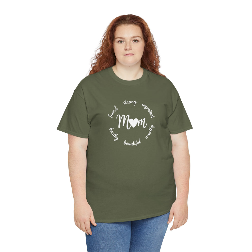 Mom Script Heart T-Shirt | Mom Circle Words Design