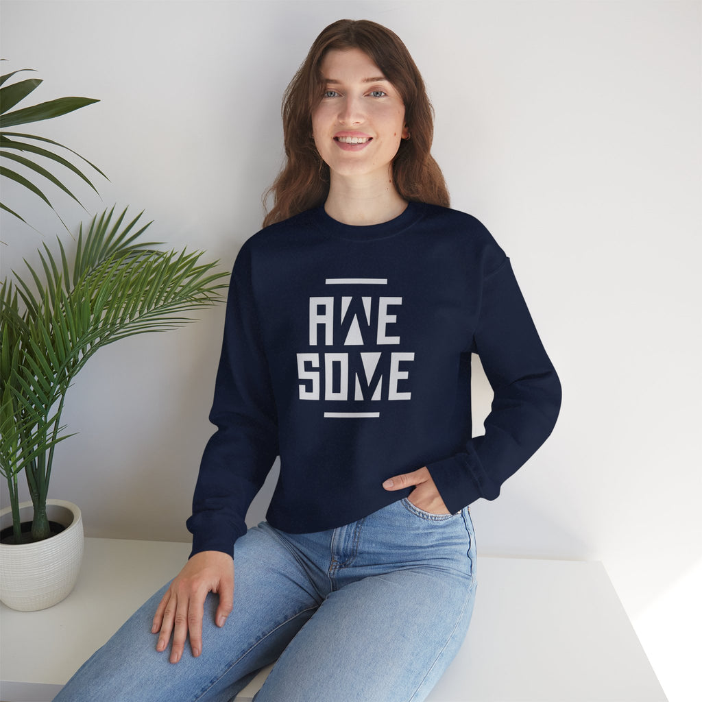 Awesome Block Letter Sweatshirt | Bold Typography Crewneck, Black