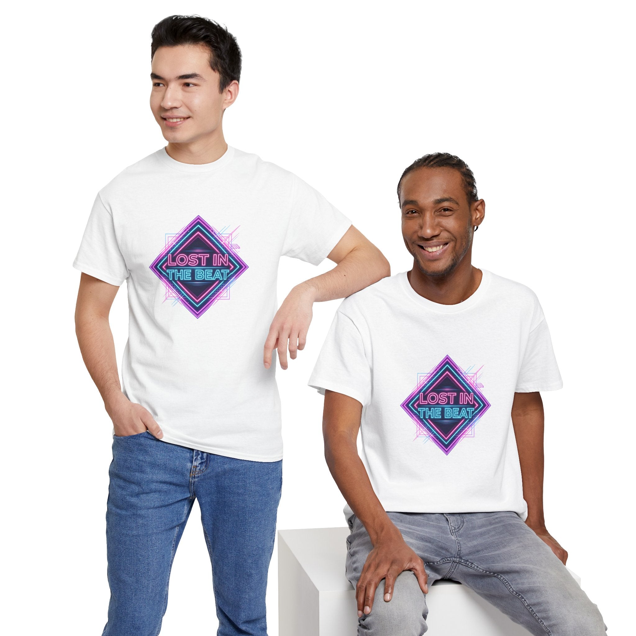 Lost in the Beat Tee | Retro Neon Diamond Music Graphic