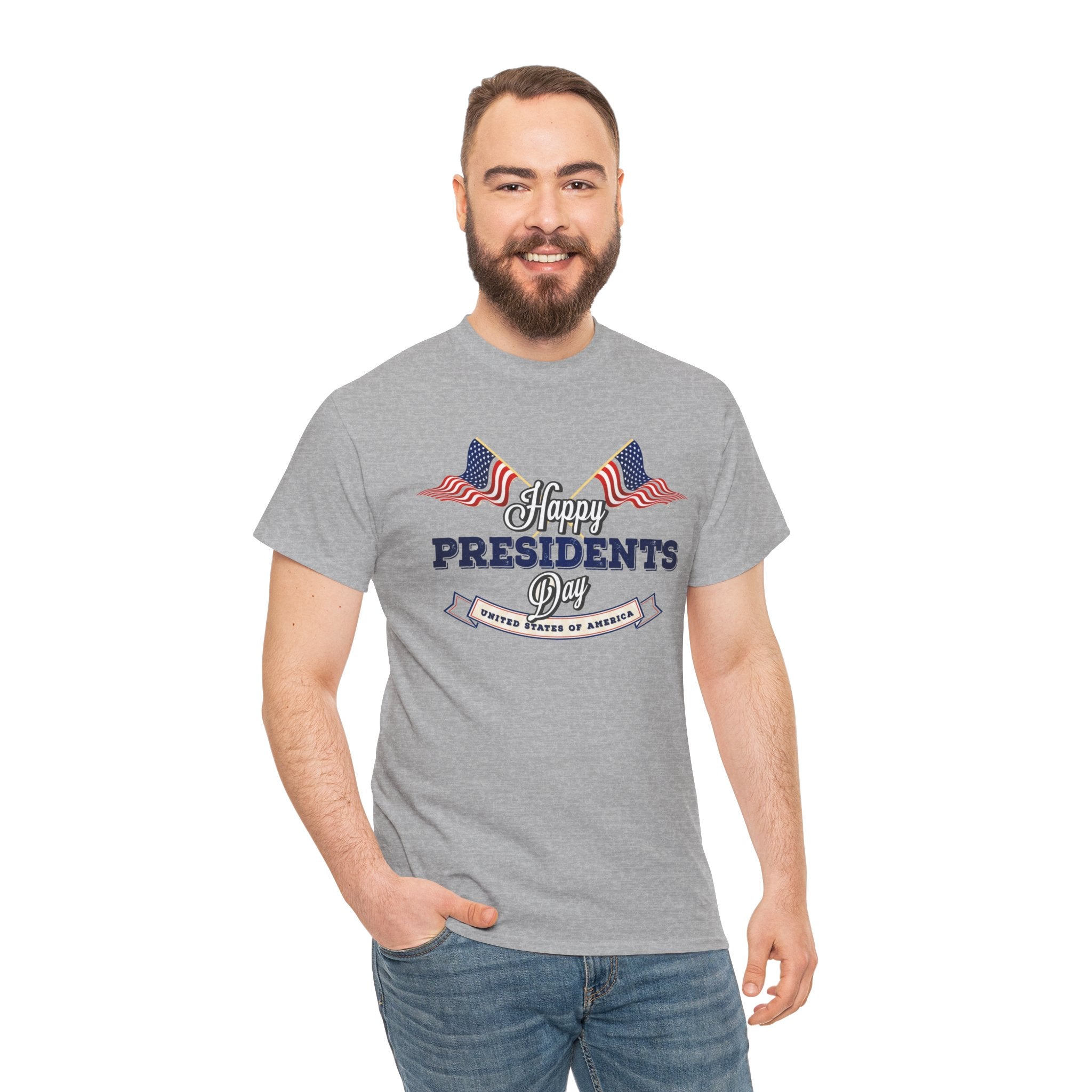 Happy Presidents Day T-Shirt | American Flag Banner, Patriotic Holiday Tee