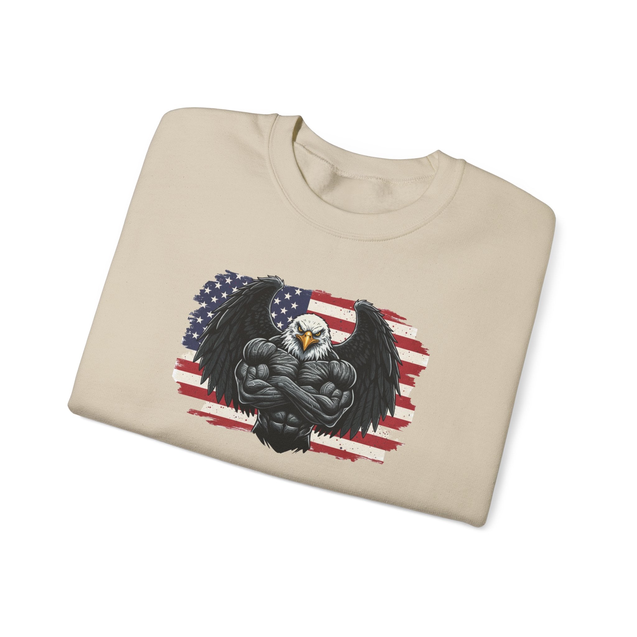 American Flag Bald Eagle Chest Muscular Sweatshirt | Patriotic USA