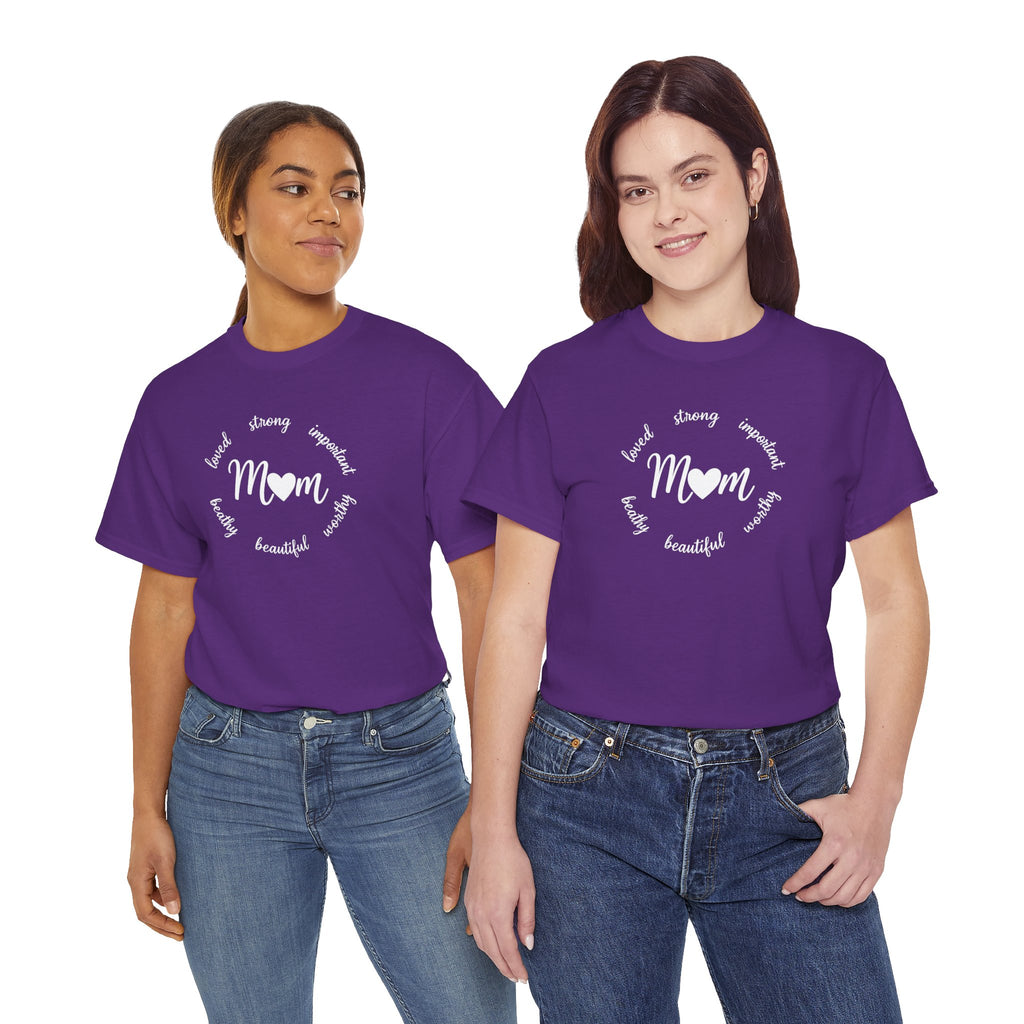 Mom Script Heart T-Shirt | Mom Circle Words Design
