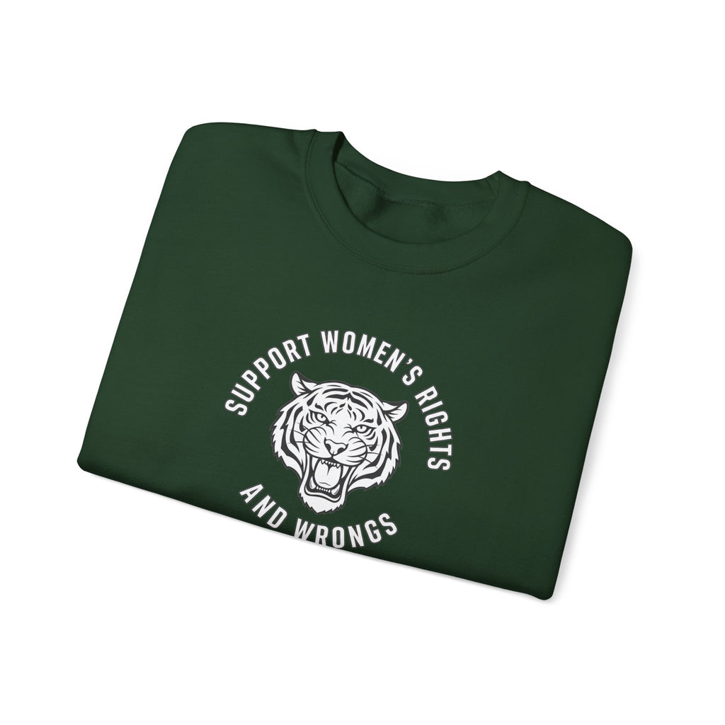 Feminist Tiger Sweatshirt - Support Women's Rights and Wrongs Crewneck