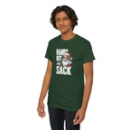 Hands Off My Sack Santa T-Shirt | Funny Christmas Holiday Tee