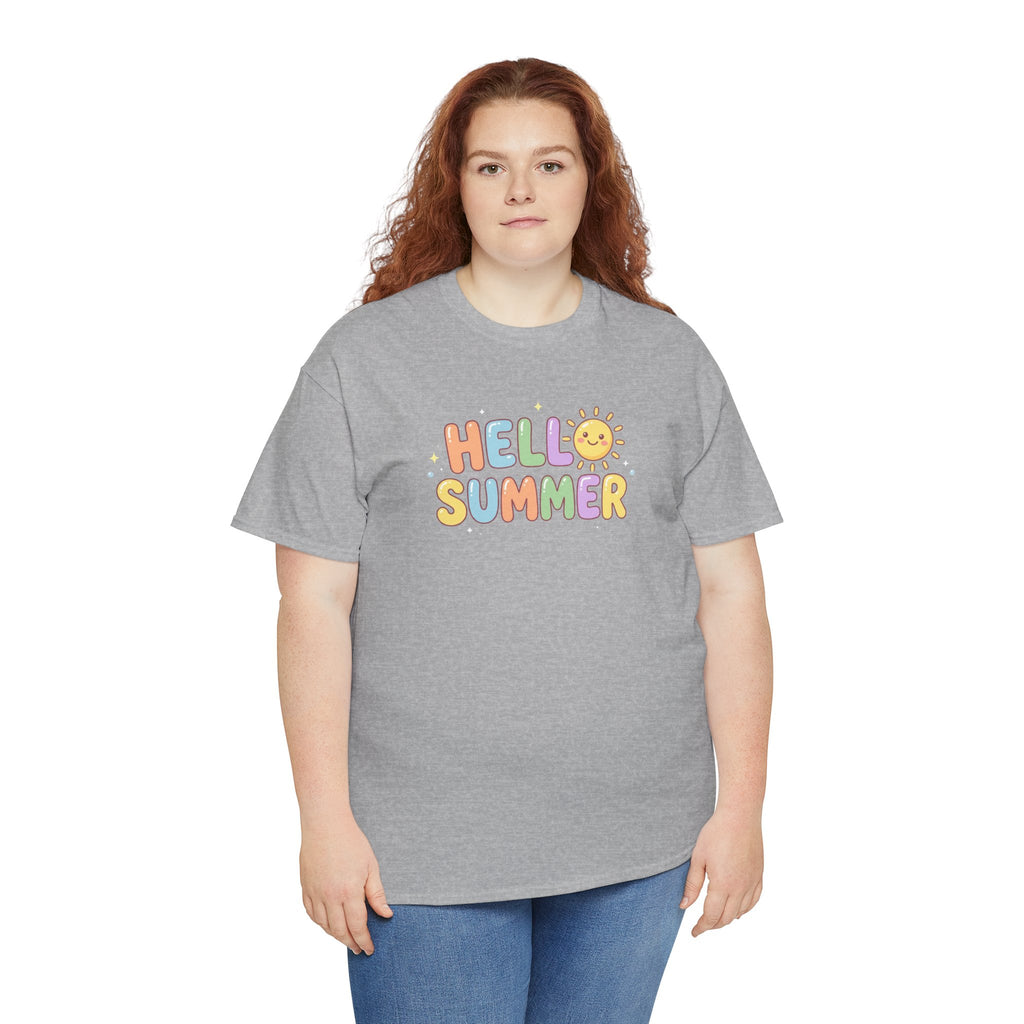 Hello Summer sun graphic Tee | pastel retro bubble letters
