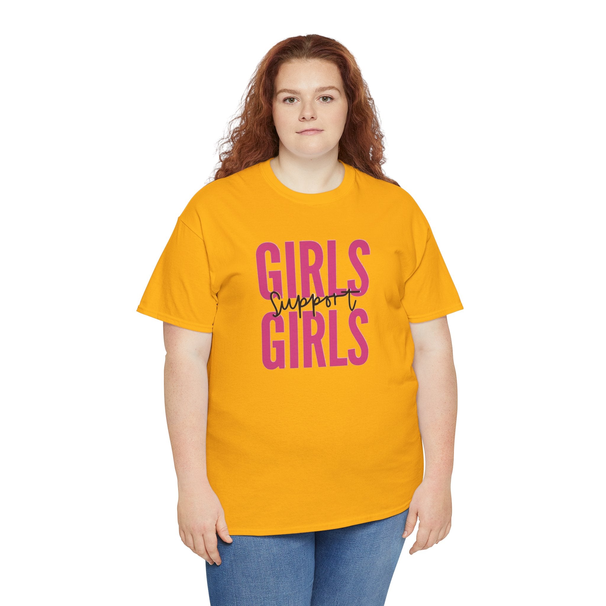 Girls Support Girls T-Shirt | Feminist Pride Tee, Pink Typography