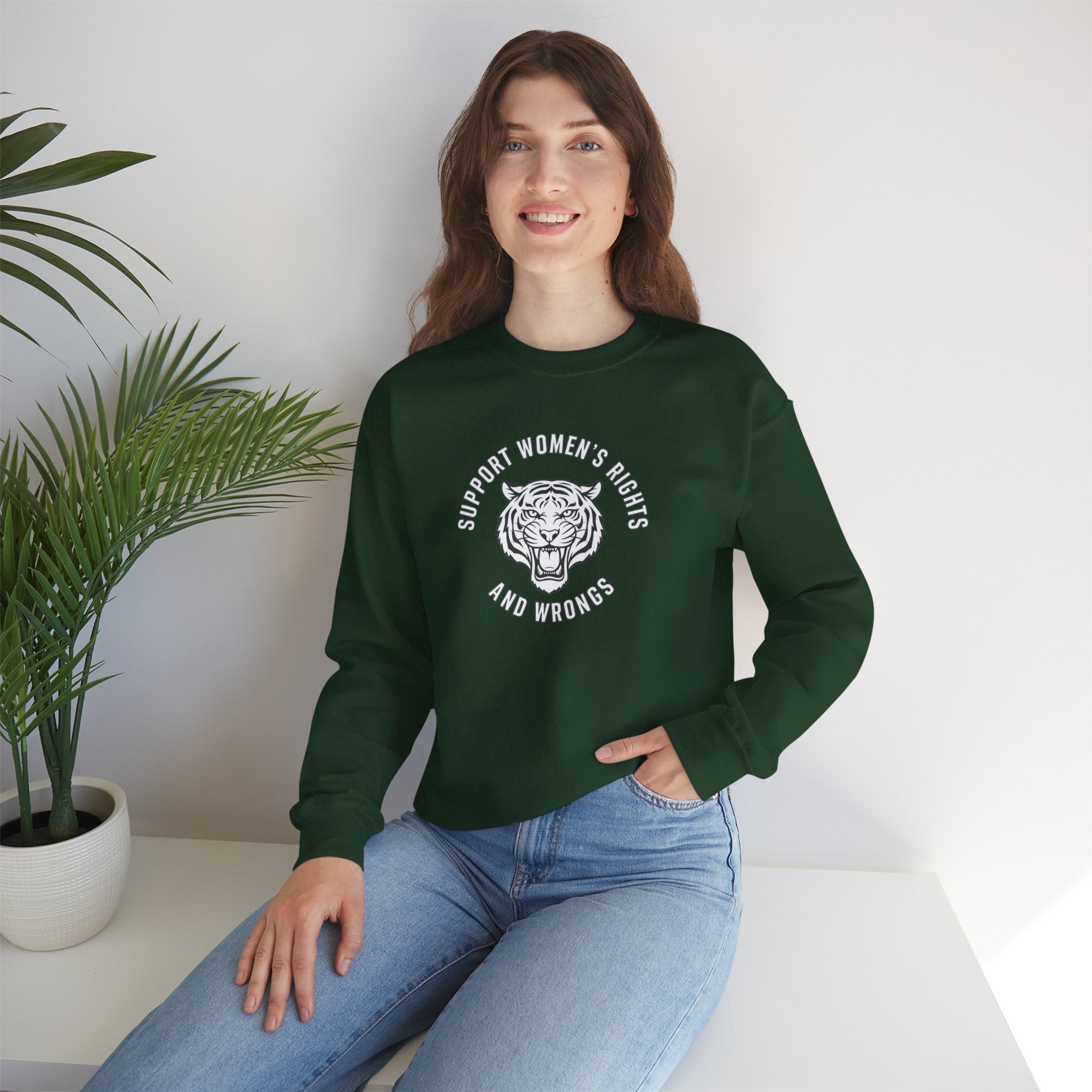 Feminist Tiger Sweatshirt - Support Women's Rights and Wrongs Crewneck