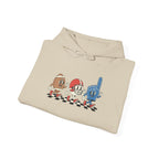 Vintage Football Characters Hoodie | Cartoon Helmet, Foam Finger, Football Mascot
