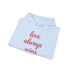 Valentine's Day Love Always Wins Hoodie | XOXO Red Script