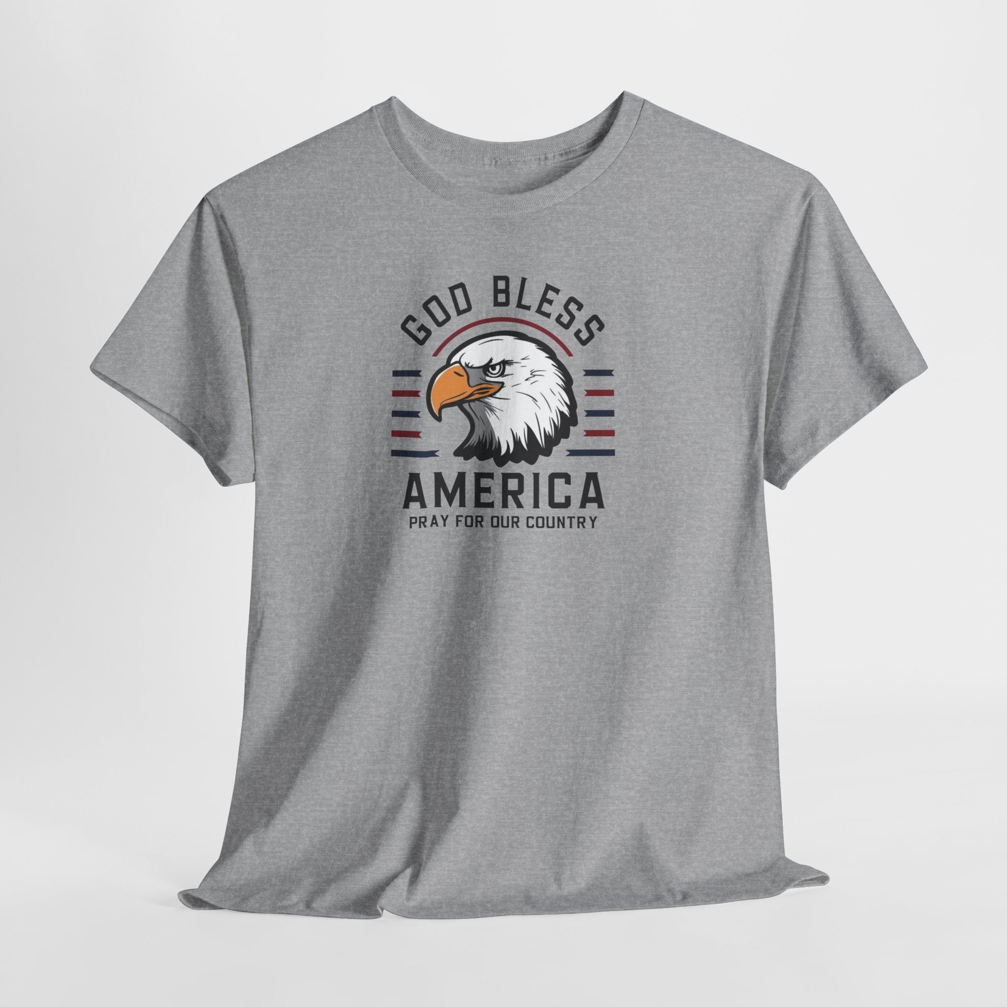 God Bless America Eagle Memorial Day Tee | Patriotic USA Flag Stripes