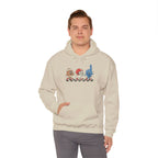 Vintage Football Characters Hoodie | Cartoon Helmet, Foam Finger, Football Mascot