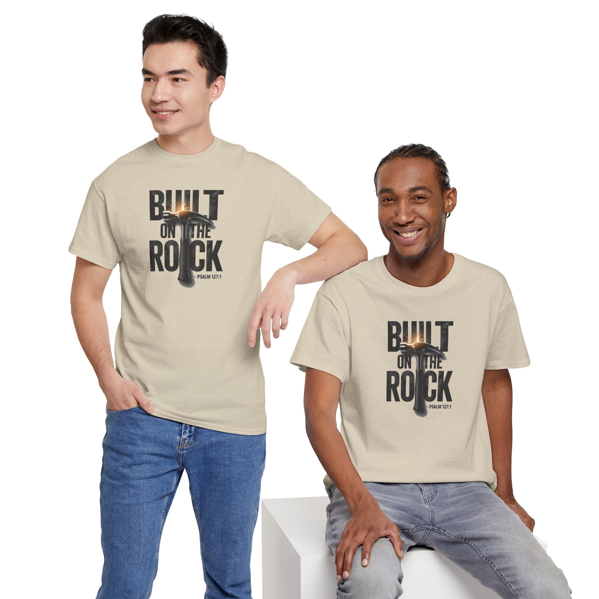 Built on the Rock cross graphic Tee | Christian faith shirt, Psalm 127:1