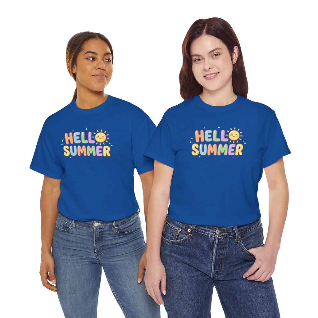 Hello Summer sun graphic Tee | pastel retro bubble letters