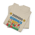 School's Out for Summer T-Shirt | Retro Smileys, Checkerboard, Bright Kids Graphic