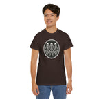 Three Sitting Skeletons Tee | Skull Circle Illustration, Halloween Shirt