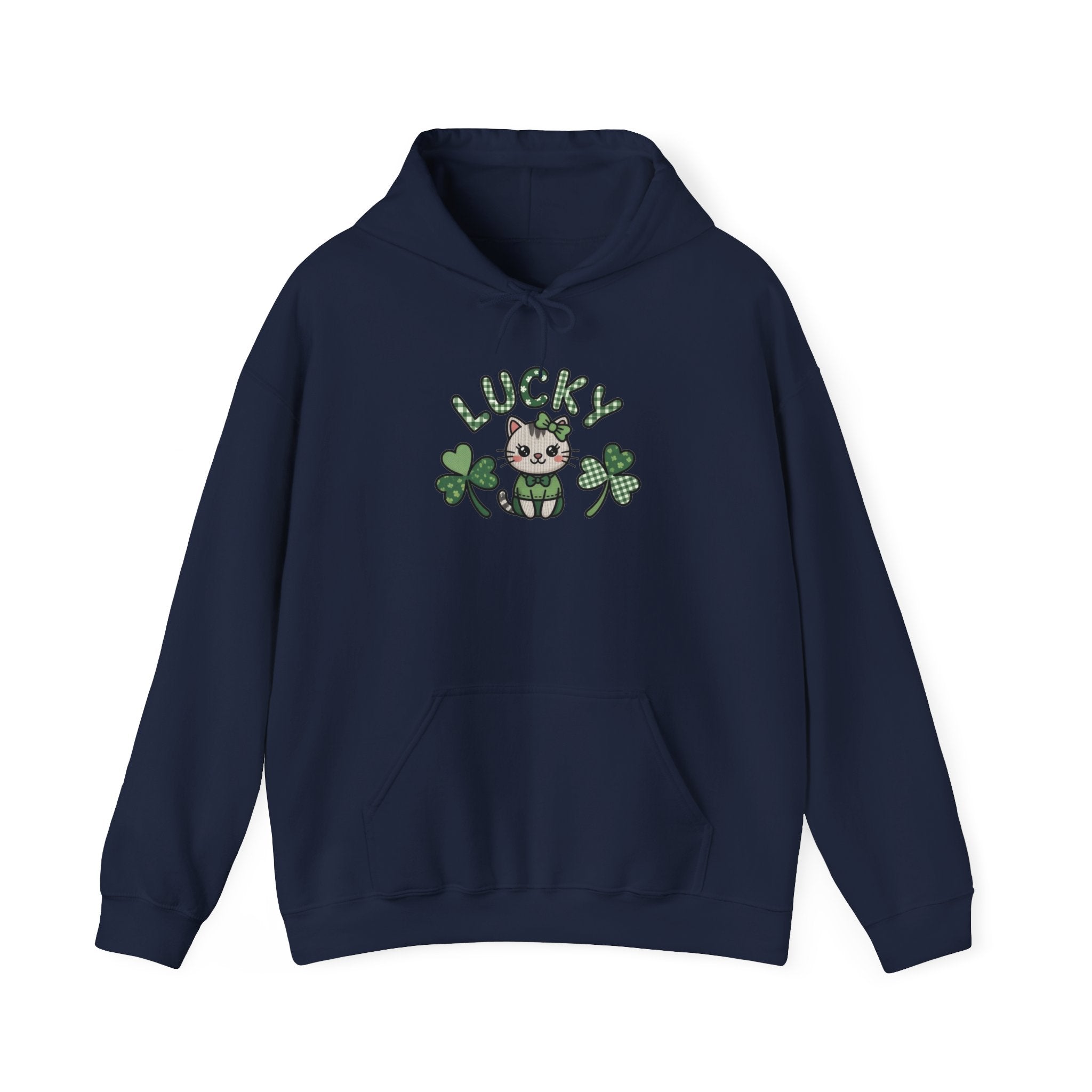 Lucky Cat with Shamrocks Hoodie | St. Patrick's Day Lucky Kitty sweatshirt