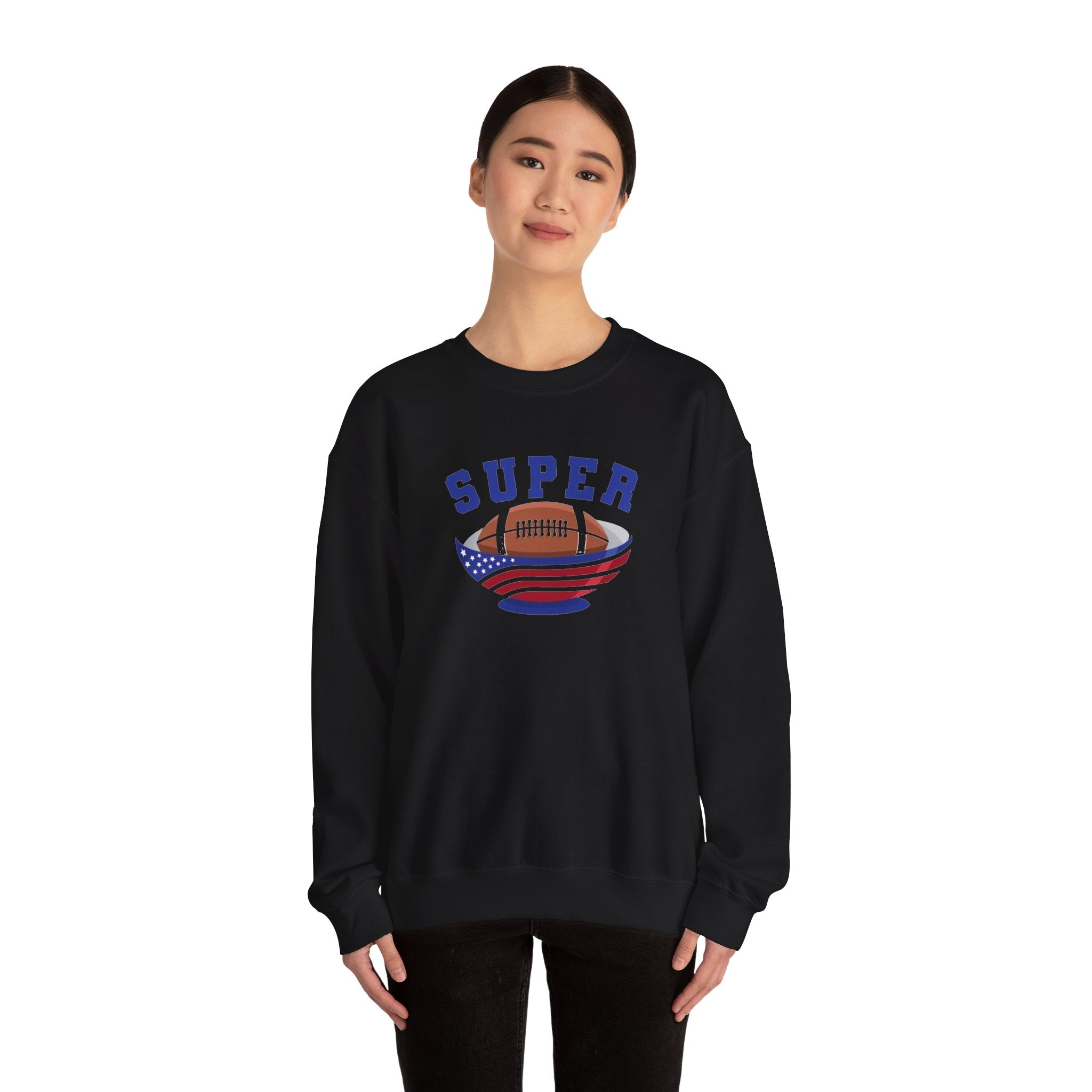 Super Football with American Flag Sweatshirt | Patriotic Sports Crewneck