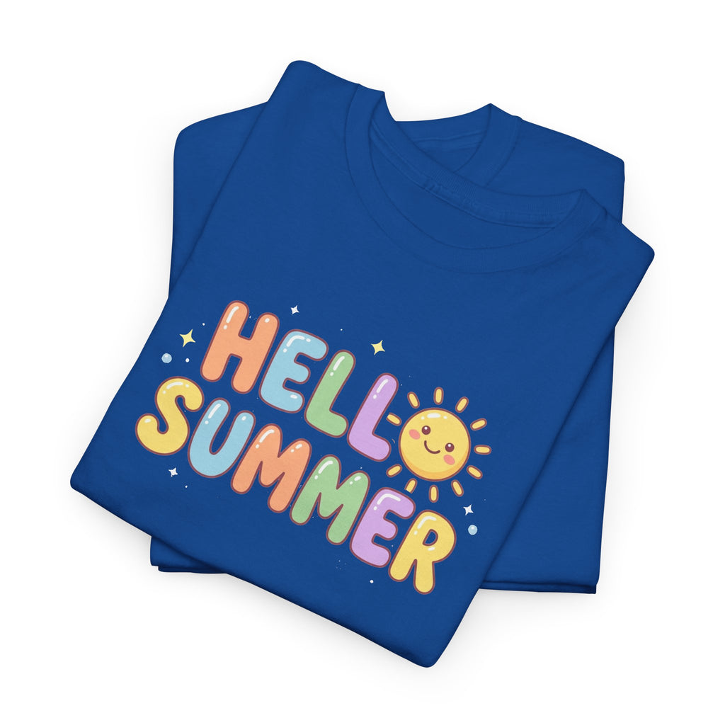 Hello Summer sun graphic Tee | pastel retro bubble letters