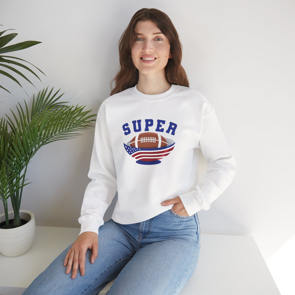 Super Football with American Flag Sweatshirt | Patriotic Sports Crewneck