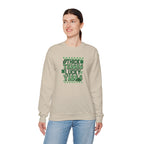 Thick Thighs Lucky Vibes Sweatshirt | Retro Clover Stacked Text