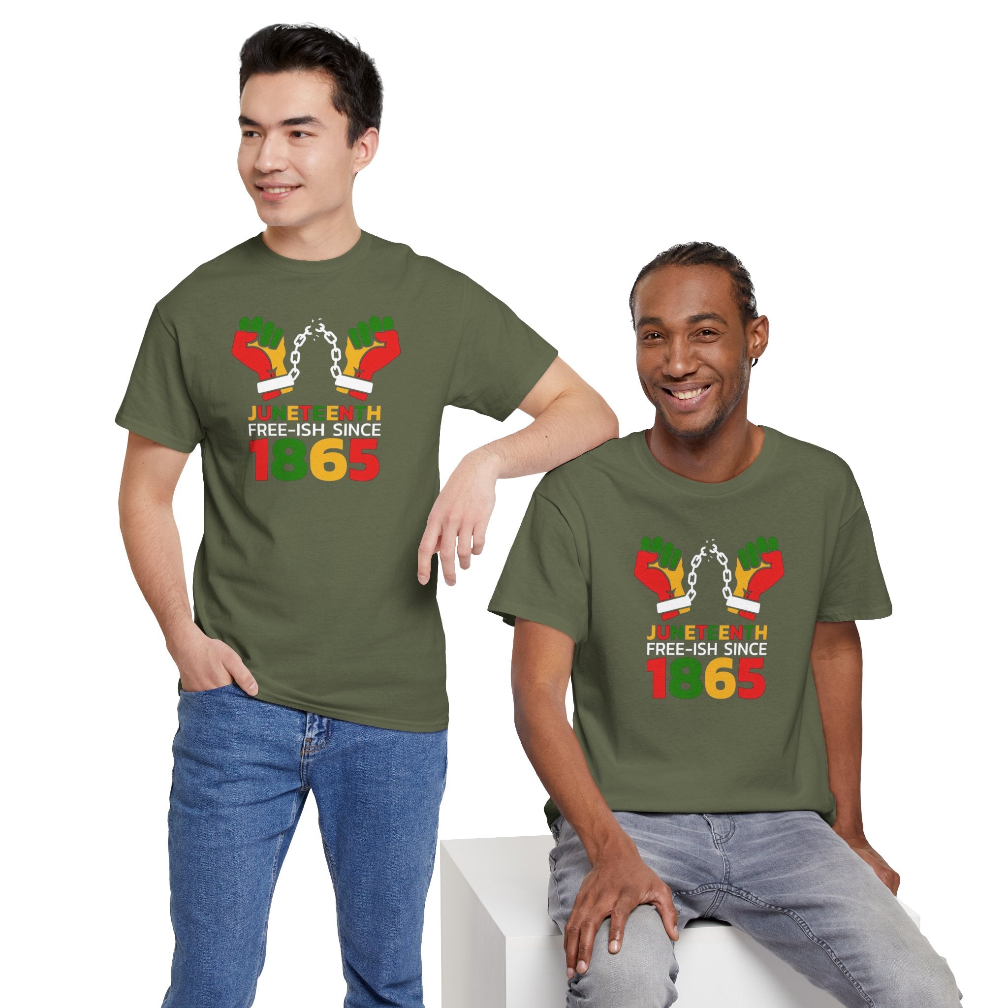 Juneteenth Free-ish Since 1865 T-Shirt | Raised Fists, Broken Chains