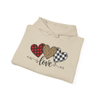 Valentine's Day Hoodie | Love Script Arrow with Plaid Leopard Heart