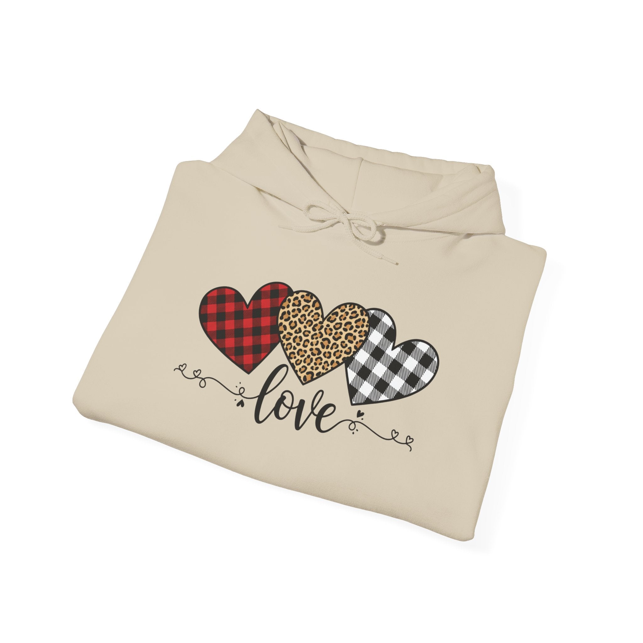 Valentine's Day Hoodie | Love Script Arrow with Plaid Leopard Heart