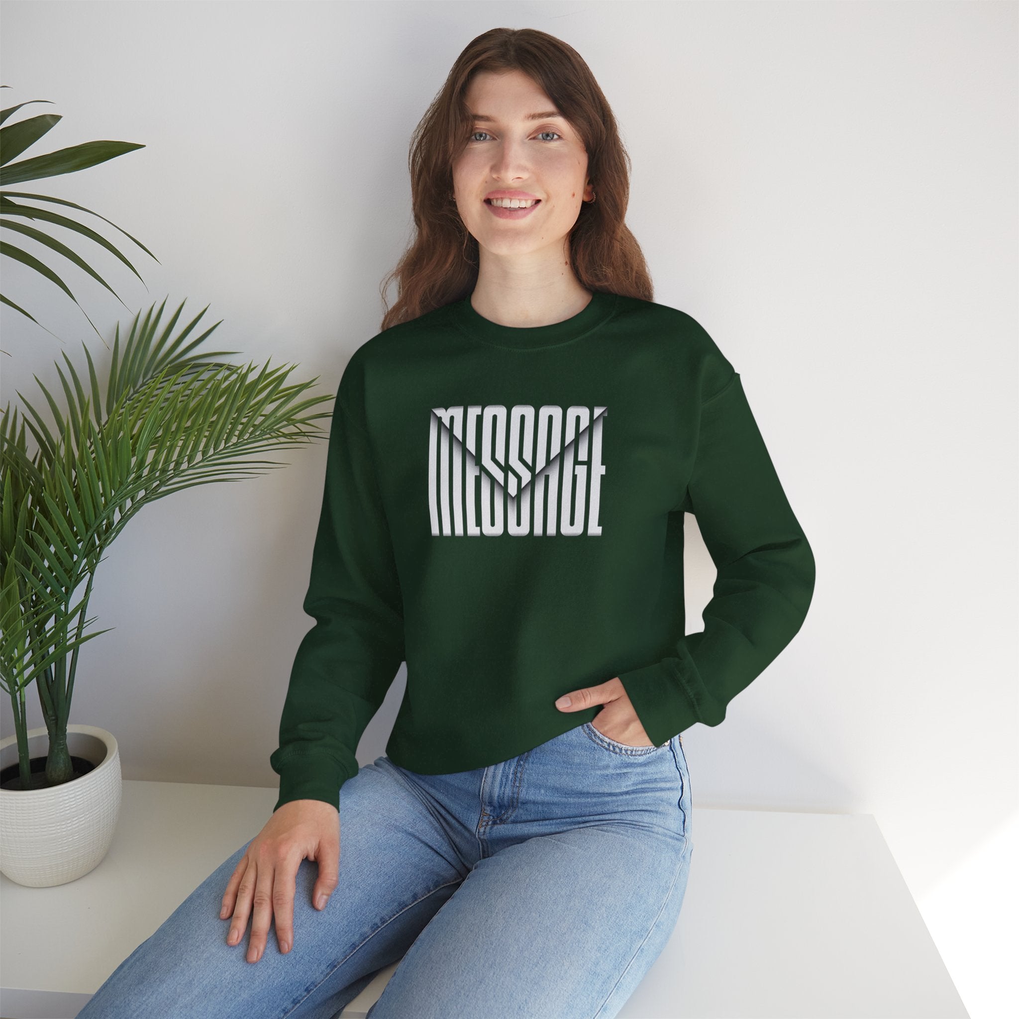 MESSAGE Sweatshirt - Minimalist Typography Pullover, Aesthetic Streetwear Crewneck