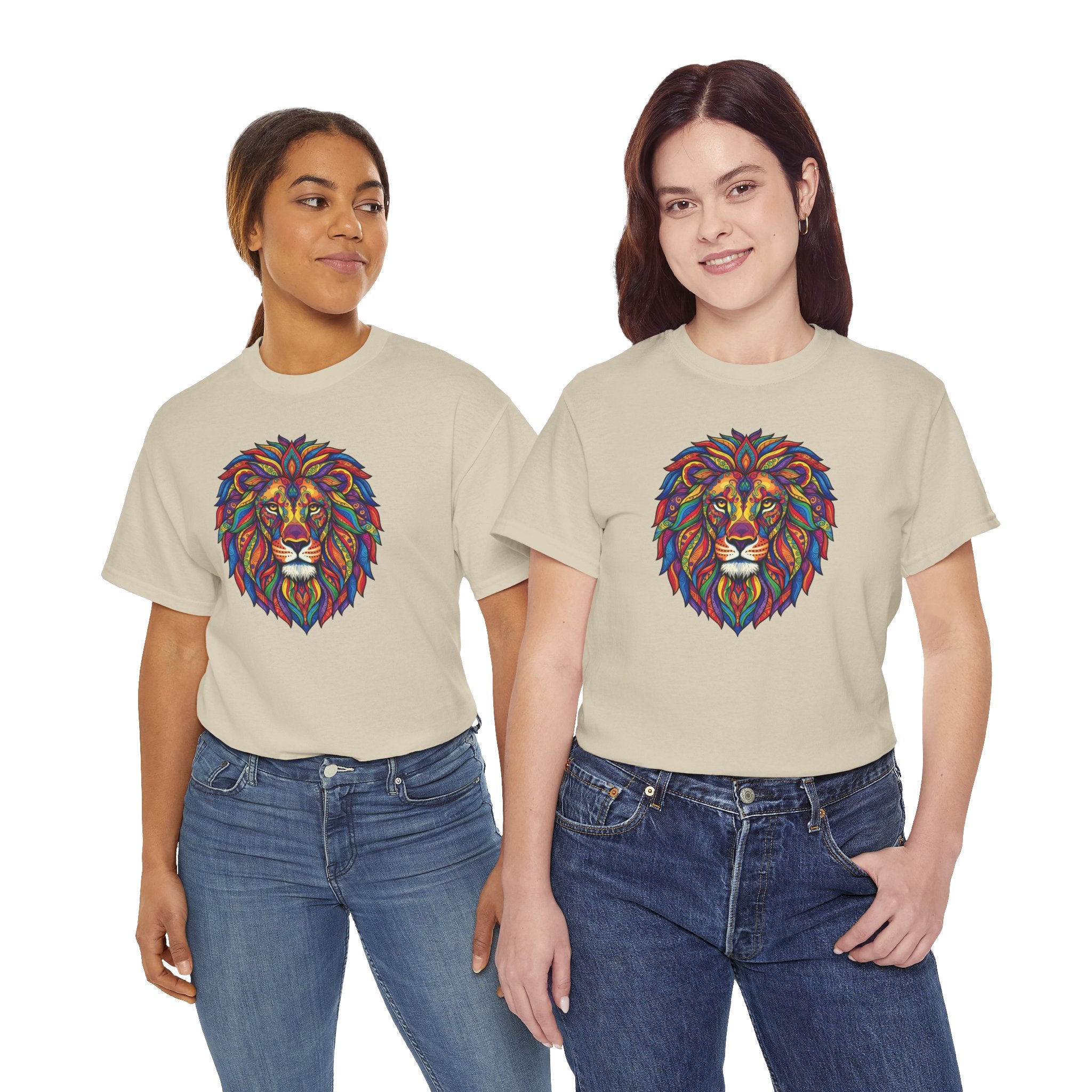Colorful Geometric Lion T-Shirt | Vibrant Tribal Lion Tee, Graphic Animal Shirt