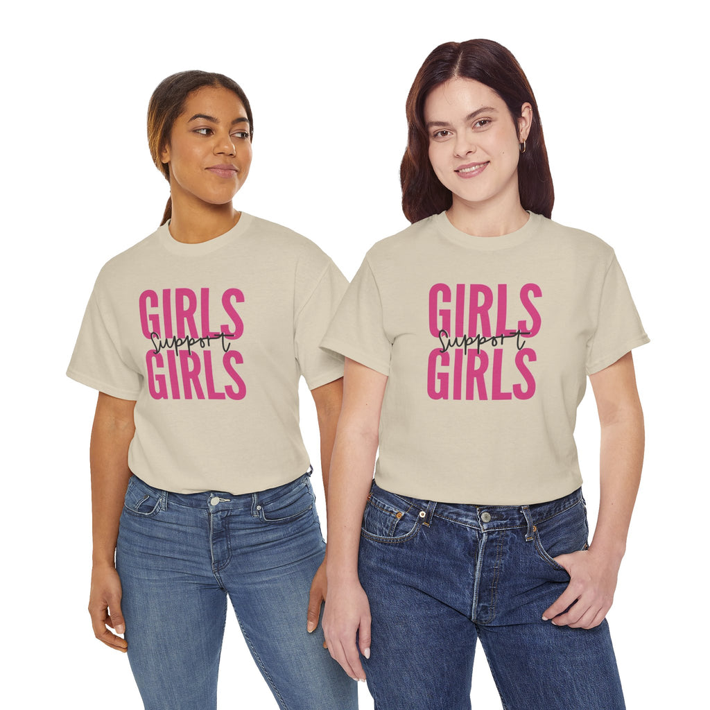 Girls Support Girls T-Shirt | Feminist Pride Tee, Pink Typography